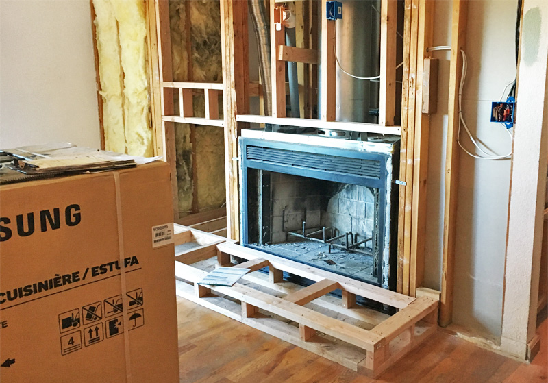 fireplace gas insert burning remodel wood installation install construction conversion hearth mountain chimney original